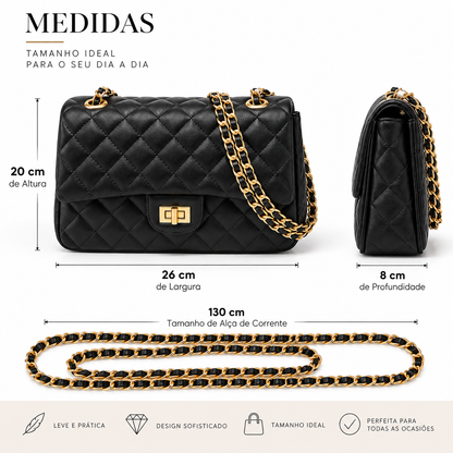Bolso Bandolera de Mujer Acolchado con Cadena Dorada Modelo Copacabana